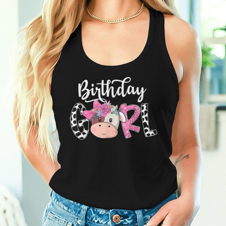 Birthday Girl Cow Farm Family Party Women Tank Top Gifts for Her