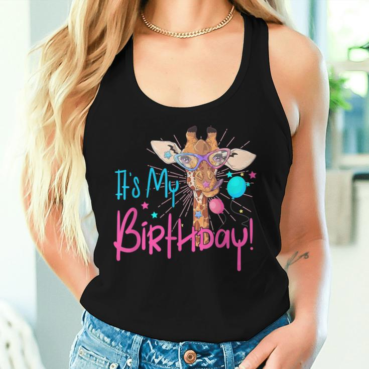 It Is My Birthday Good Time Giraffe Party Animal Colorful Women Tank Top Gifts for Her