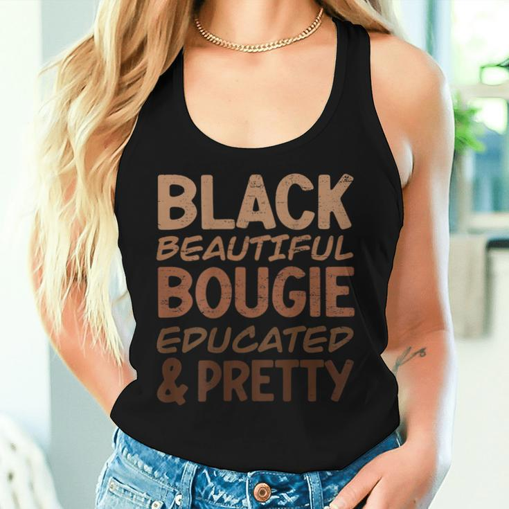 Black Beautiful Bougie Educated Pretty Pride On Back Women Tank Top Gifts for Her