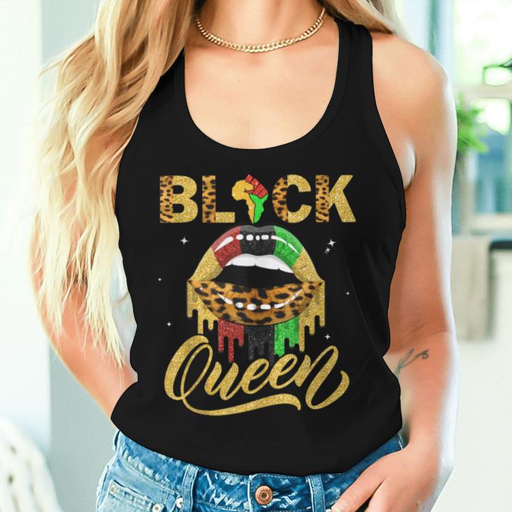 Black Queen African Pan Flag Sexy Lips Drip Melanin Pride Women Tank Top Gifts for Her