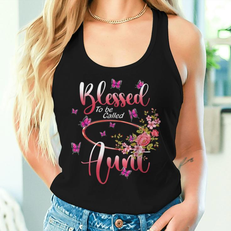 Blessed To Be Called Aunt Cute Flower Happy Women Tank Top Gifts for Her