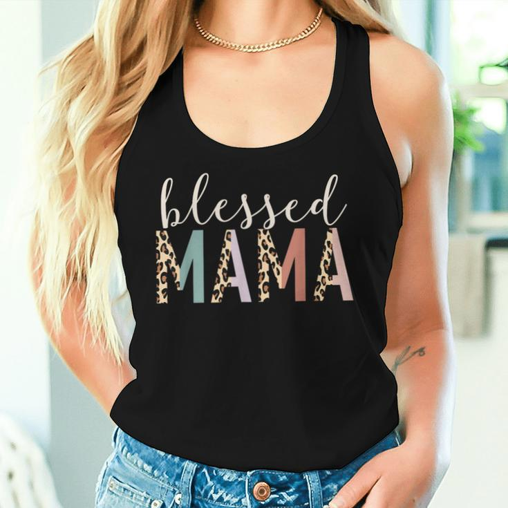 Blessed Mama Cute Leopard Print Women Tank Top Gifts for Her
