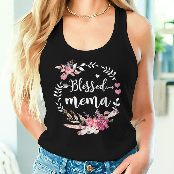 Blessed Mema Thanksgiving Floral Mother's Day Women Tank Top Gifts for Her