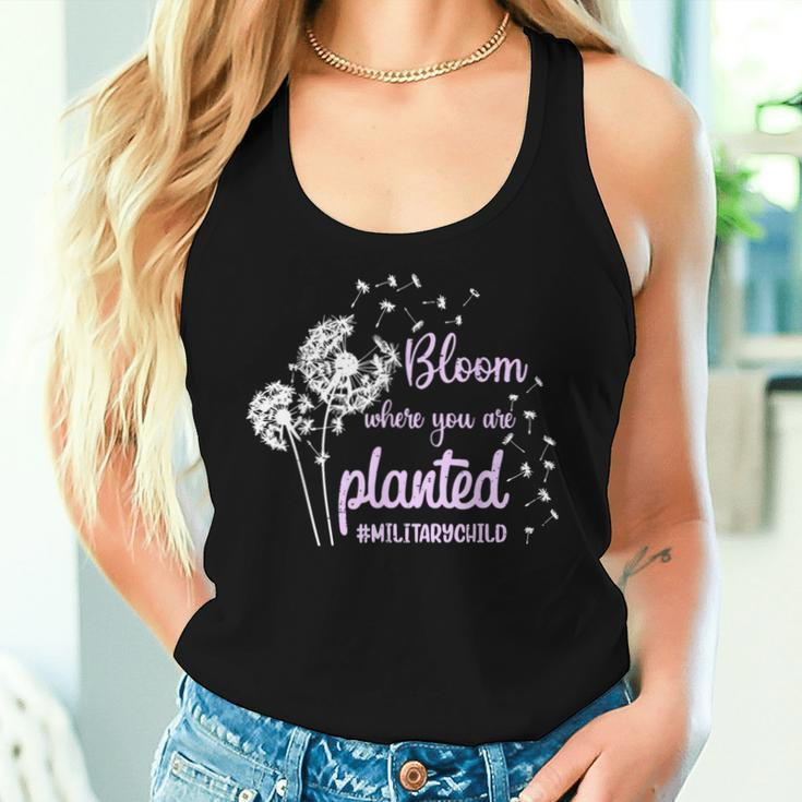 Bloom Where You Are Planted Dandelion Purple Up Military Kid Women Tank Top Gifts for Her