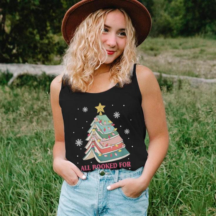 All Booked For Christmas Christmas Book Tree Teacher Women Tank Top Gifts for Her