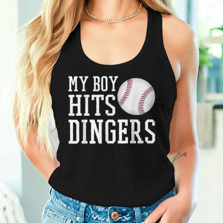 My Boy Hits Dingers Baseball Mom Dad I Hit Dingers Women Tank Top Gifts for Her