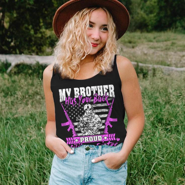 My Brother Has Your Back Proud Military Sister Army Sibling Women Tank Top Gifts for Her