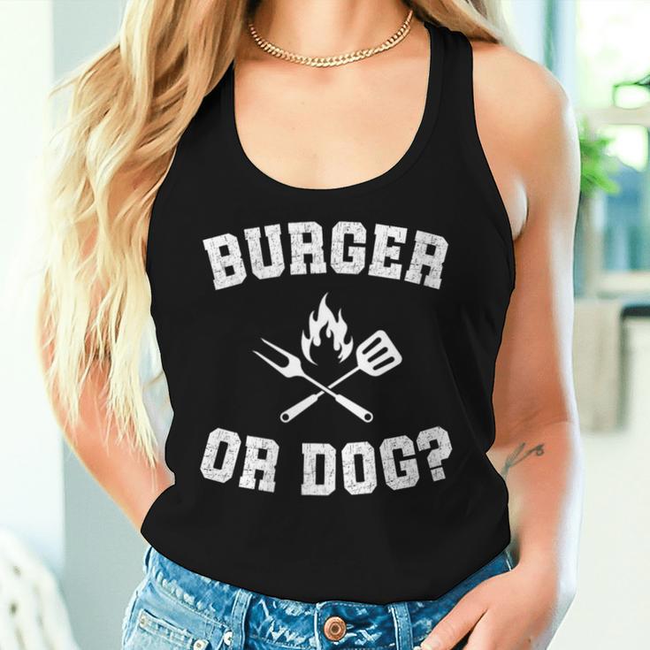 Burger Or Dog Grilling Master Grill Hot Dog Dad Joke Women Tank Top Gifts for Her