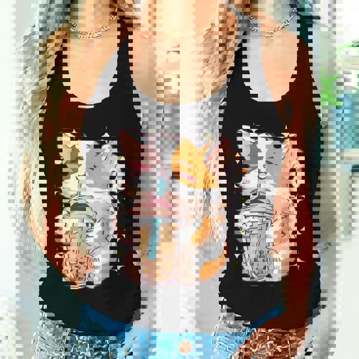 Cat Boba Tea Bubble Lover Anime Kawaii Girl N Women Tank Top Gifts for Her