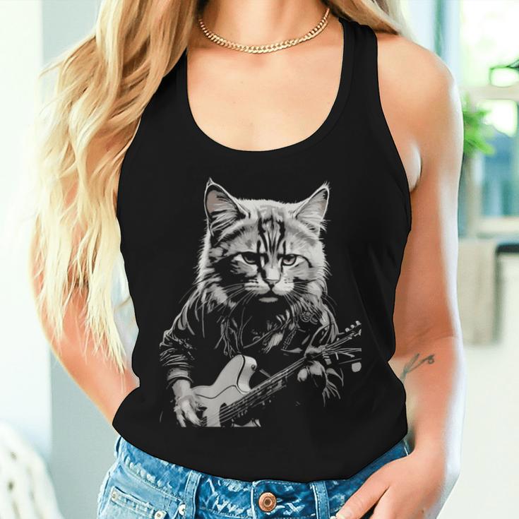 Cat For Men Guitar Cat Rock Cat Playing Guitar Women Tank Top Gifts for Her