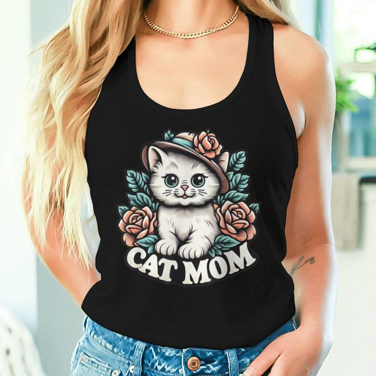 Cat Mom Happy For Cat Lovers Family Matching Women Tank Top Gifts for Her