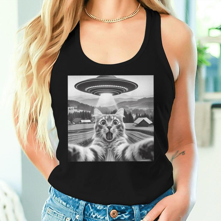 Cat Selfie With Alien Ufo Cat For Kid Women Tank Top Gifts for Her