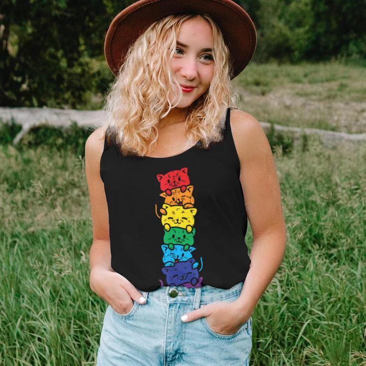 Cat Stack Rainbow Gay Pride Cute Lgbt Animal Pet Lover Women Tank Top Gifts for Her