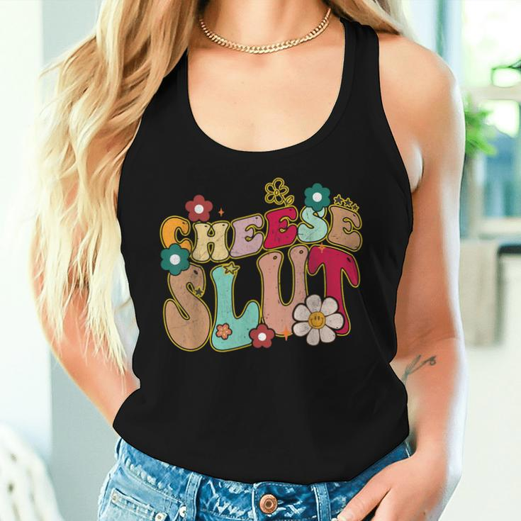 Cheese Slut Groovy Christmas Sarcastic Saying Women Women Tank Top Gifts for Her