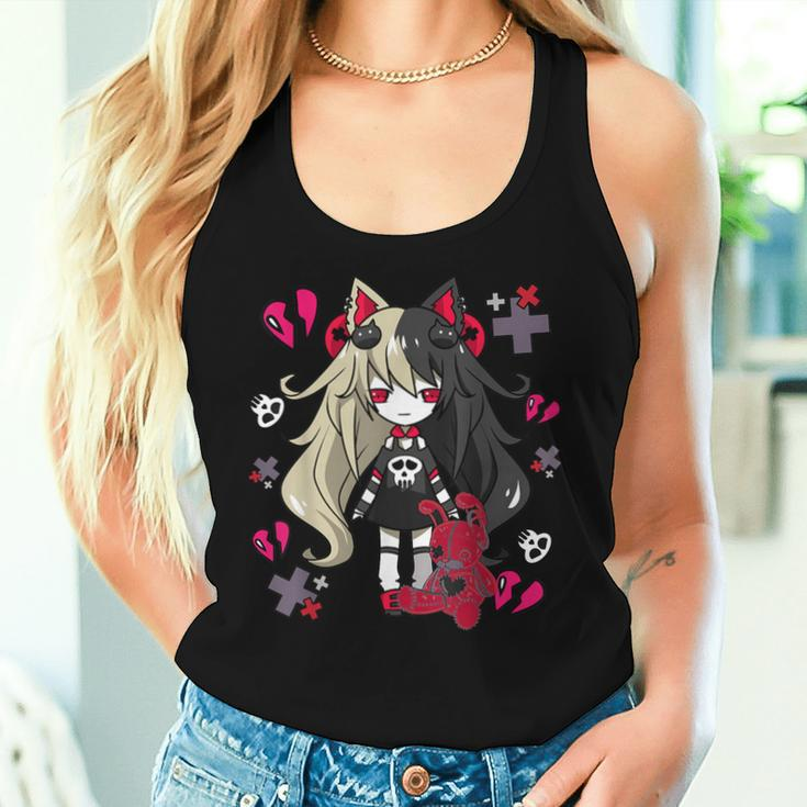 Chibi Kawaii Emo Pastel Goth Girl With Sad Bunny Women Tank Top Gifts for Her
