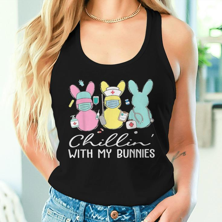 Chillin With My Bunnies Nurse Easter Day Nursing Rn Nicu Women Tank Top Gifts for Her