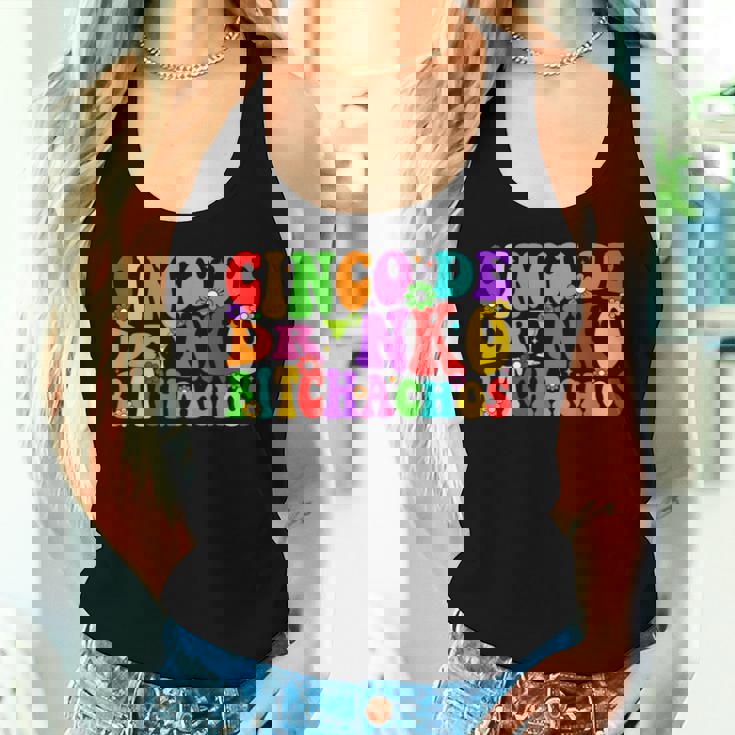 Cinco De Drinko Bitchachos Groovy Cinco De Mayo Drinking Women Tank Top Gifts for Her