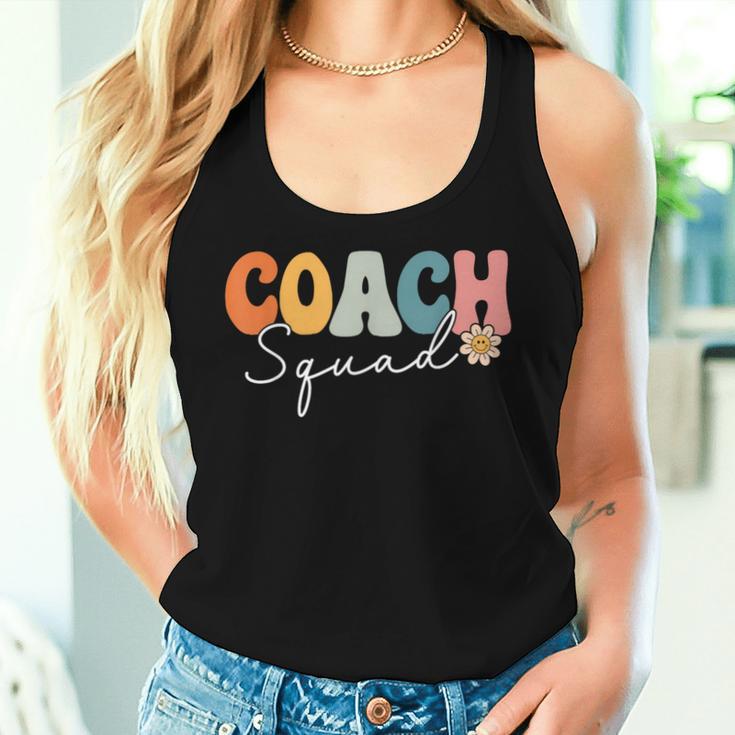 Coach Squad Team Retro Groovy Vintage First Day Of School Women Tank Top Gifts for Her