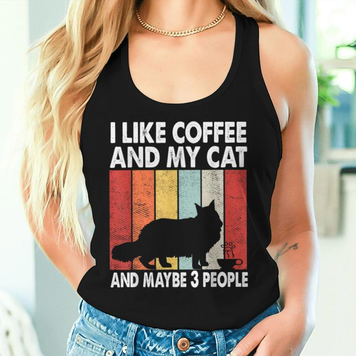 I Like Coffee And My Cat Maybe 3 People Vintage Maine Coon Women Tank Top Gifts for Her