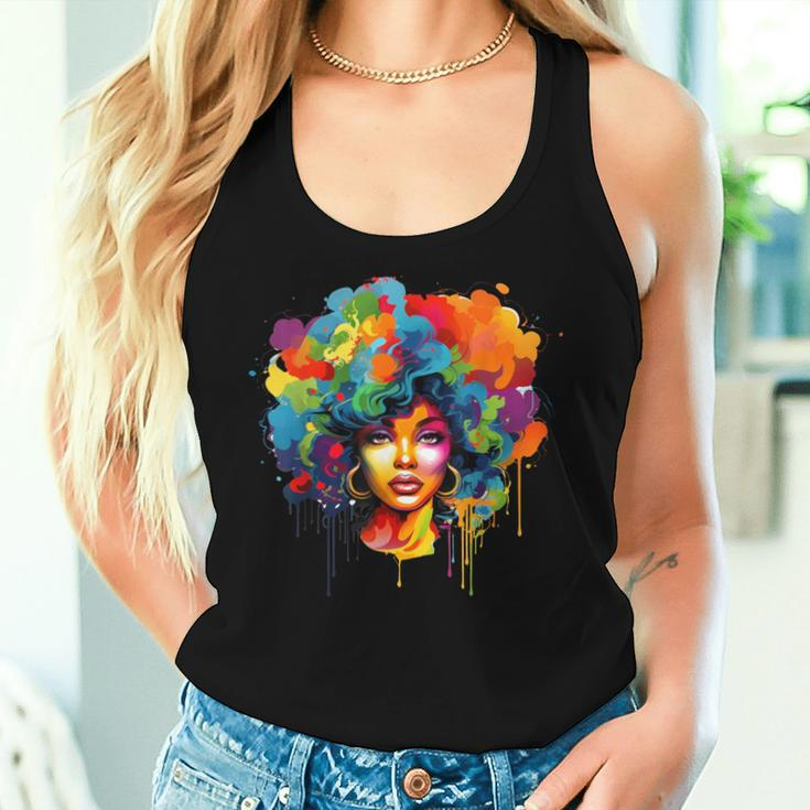 Colorful Afro Woman African American Melanin Blm Girl Women Tank Top Gifts for Her