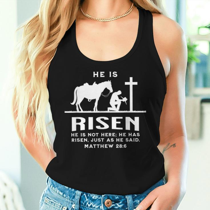 Cowboy Kneeling Cross Easter Risen Western Christian Jesus Women Tank Top Gifts for Her