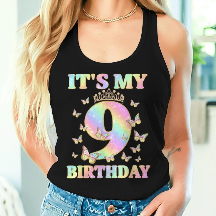Cute 9 Years Old Girl Butterfly It's My 9Th Birthday Women Tank Top Gifts for Her