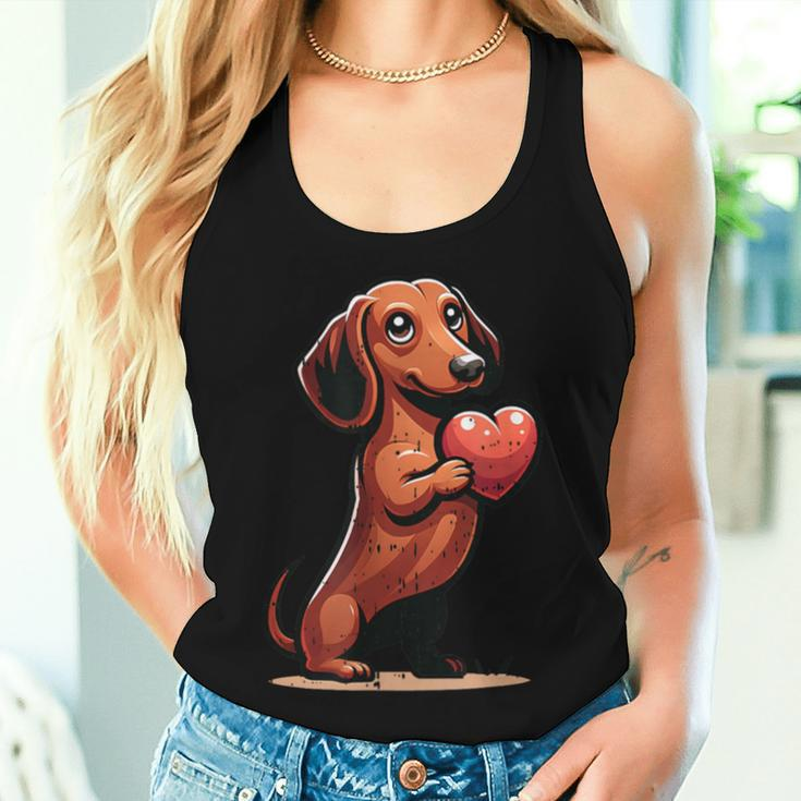 Cute Dachshund Valentines Day Heart Lover Dog Mom Dad Women Women Tank Top Gifts for Her