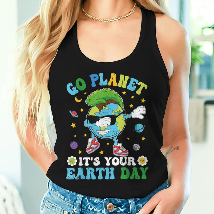 Dabbing Earth Day 2024 Groovy Go Planet It's Your Earth Day Women Tank Top Gifts for Her