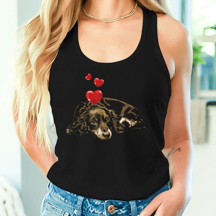 Dachshund Dog With Heartintage Dog Motif Women's Tank Top Frauen Geschenke für Sie