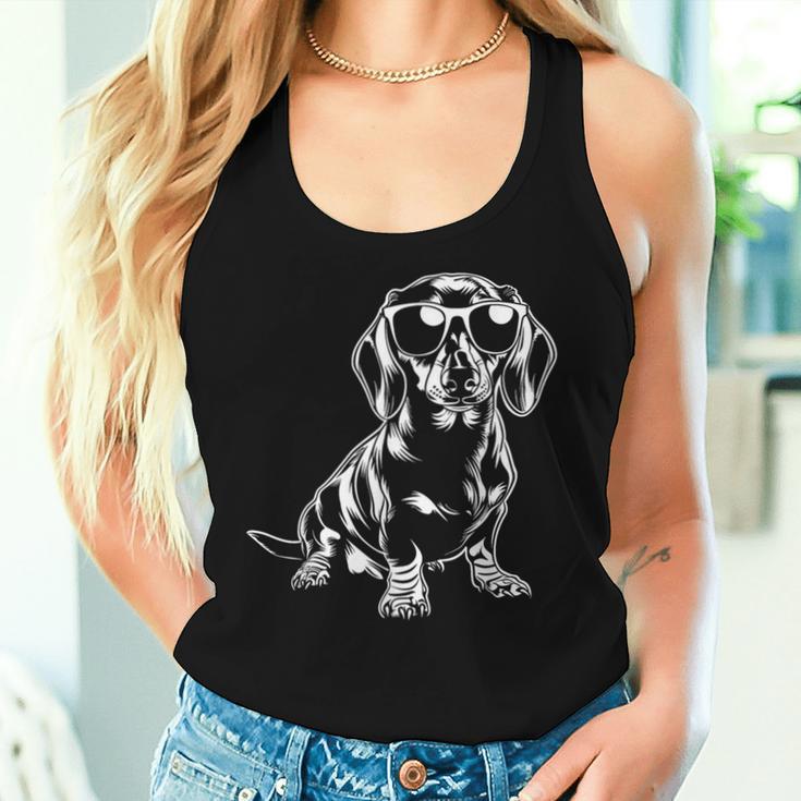 Dackel Wiener Hund Sonnenbrille Lustig Hund Mama Papa Tank Top Frauen Geschenke für Sie