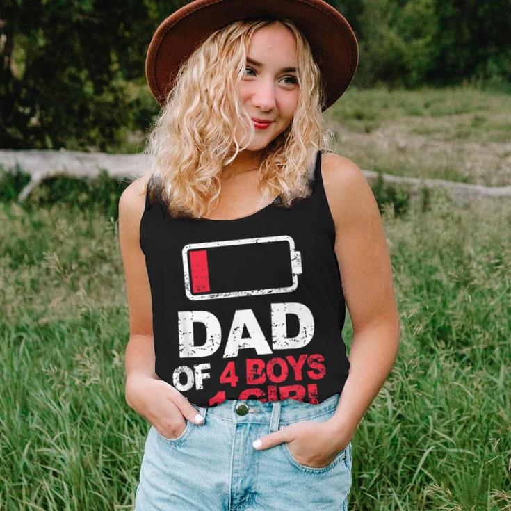 Dad Of 4 Boys & 1 Girl Father's Day Battery Low Women Tank Top Gifts for Her