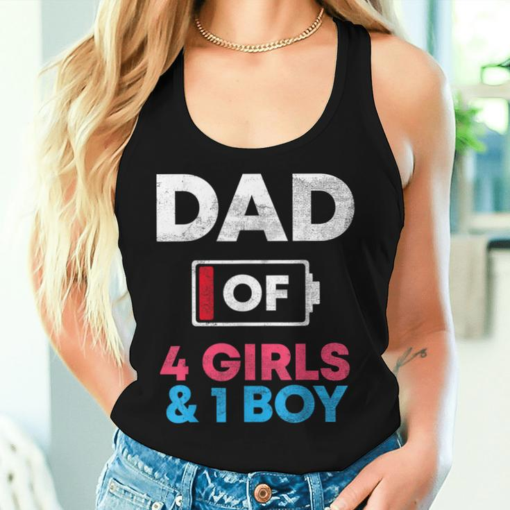 Dad Of 4 Girls And 1 Boy Battery Low Daddy Father's Day Women Tank Top Gifts for Her