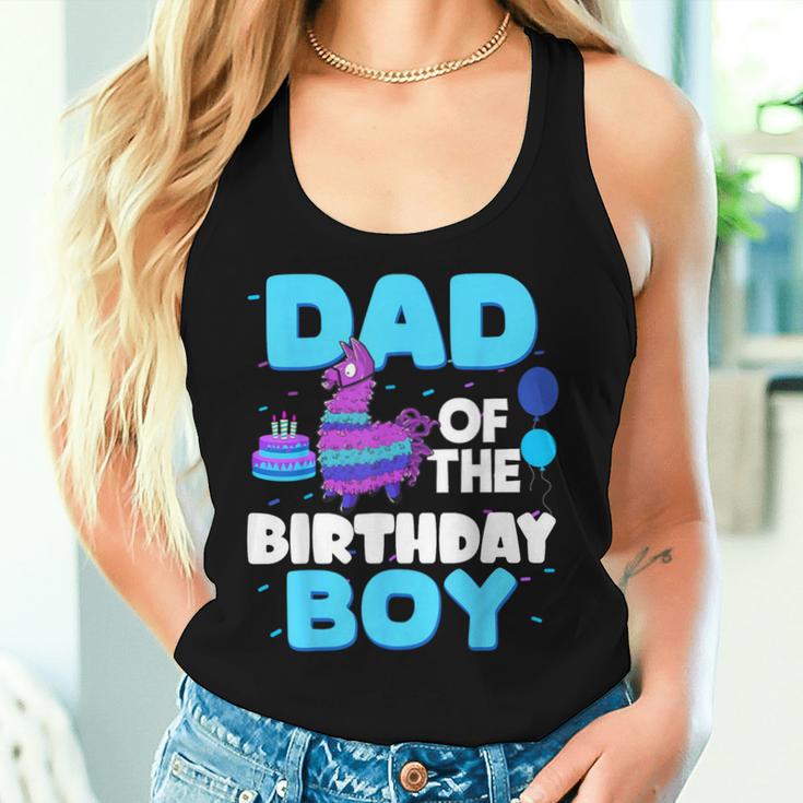 Dad Of The Birthday Boy Llama Dad And Mom Family Party Women Tank Top Gifts for Her