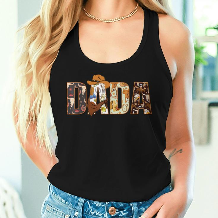 Dada Dad And Mom Birthday Boy Western Rodeo Family Matching Women Tank Top Gifts for Her