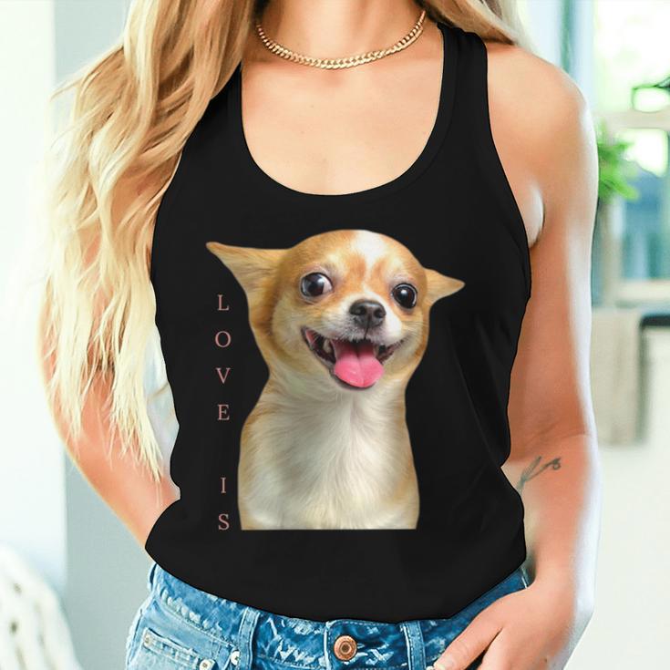 Damen Chihuahua- Für Hunde Mama Papa Liebe Haustier Welpe ChiuauahaMit-Ausschnitt Tank Top Frauen Geschenke für Sie