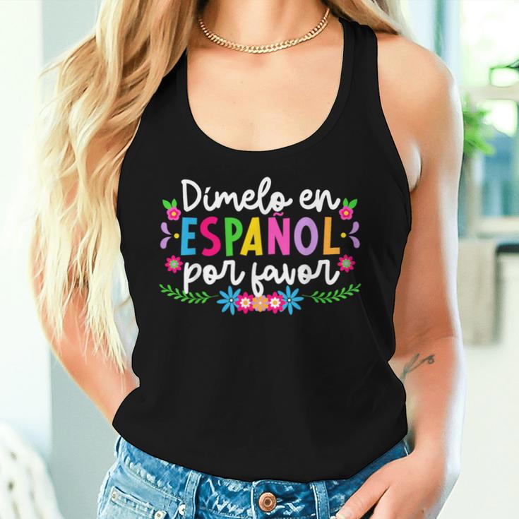 Dimelo En Español Maestra De Español Spanish Teacher Women Tank Top Gifts for Her