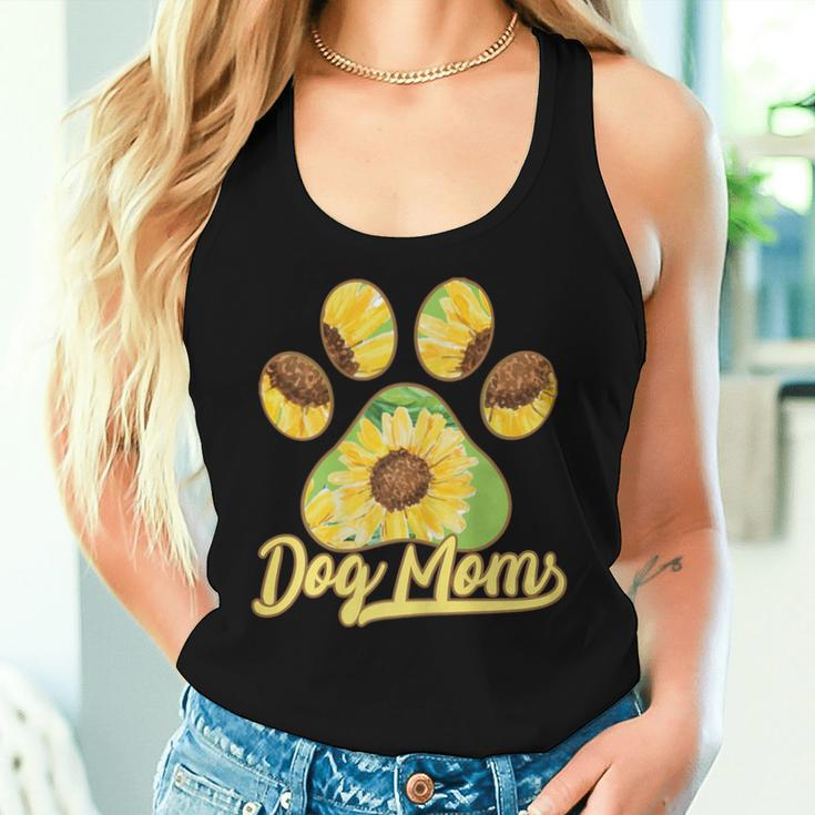Dog Mom Paw Sunflower Pattern Women Tank Top Gifts for Her