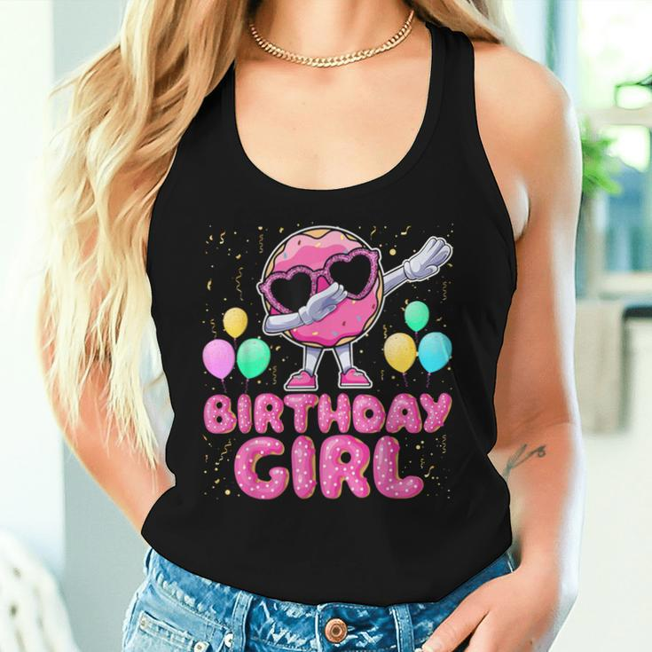 Donut Birthday Girls Dabbing Donut Girl Birthday Party Women Tank Top Gifts for Her