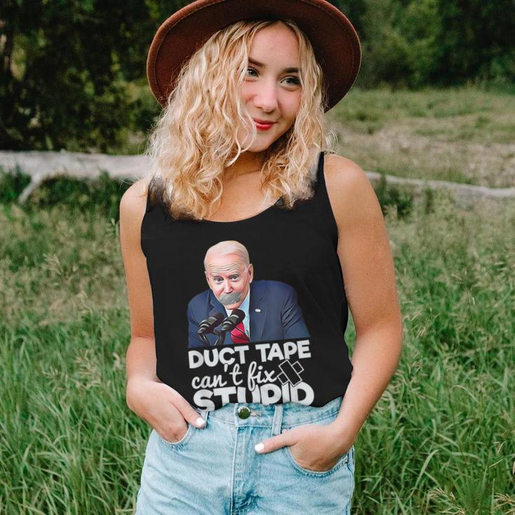 Duct Tape Can't Fix Stupid Sarcastic Political Humor Biden Women Tank Top Gifts for Her