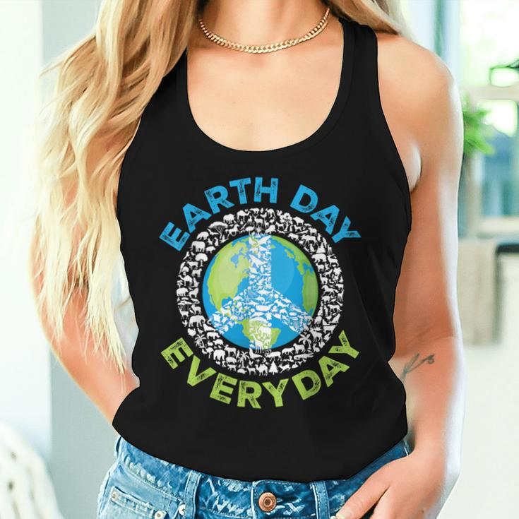 Earth Day Everyday Peace Earth Animals Teacher Women Tank Top Gifts for Her