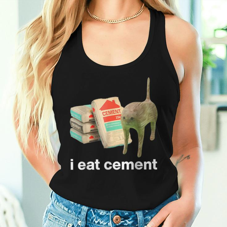 I Eat Cement Sarcastic Cursed Cat Oddly Specific Meme Women Tank Top Gifts for Her