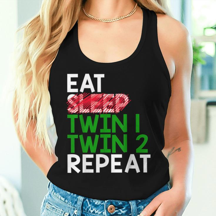 Eat Sleep Twin 1 Twin 2 Repeat Mom Of Twins For Mom Women Tank Top Gifts for Her