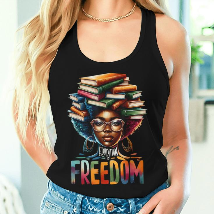 Education Is Freedom Black Teacher Books Black History Month Women Tank Top Gifts for Her