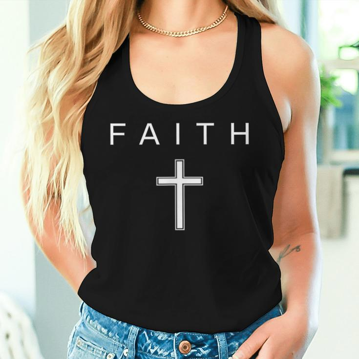 Faith Cross Minimalist Christian Faith Cross Women Tank Top Gifts for Her