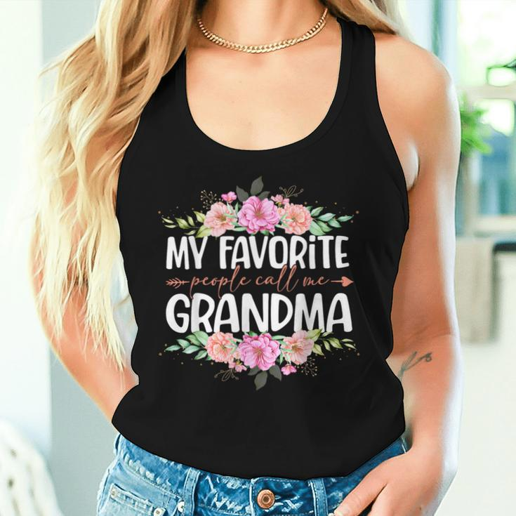 My Favorite People Call Me Grandma Floral Mother's Day Women Tank Top Gifts for Her