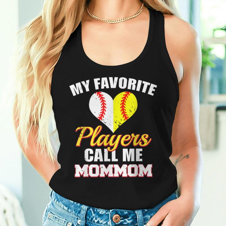My Favorite Players Call Me Mommom Baseball Softball Mom Mom Women Tank Top Gifts for Her