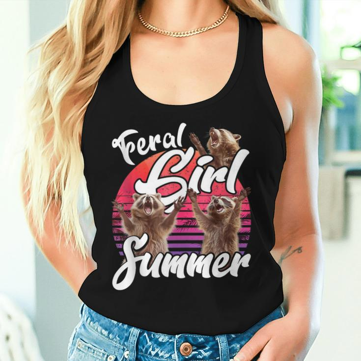 Feral Girl Summer Vintage Feral Girl Summer Raccoon Women Tank Top Gifts for Her