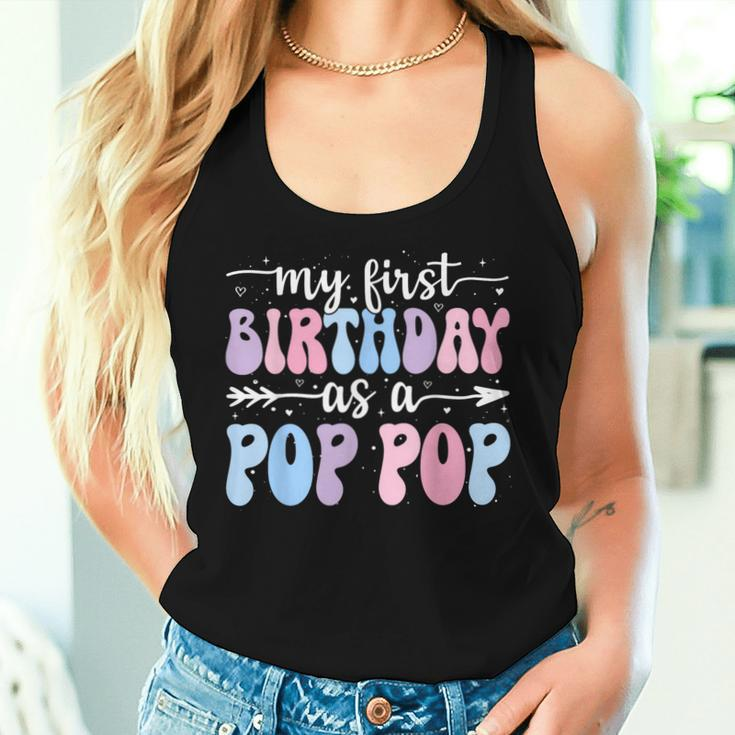 My First Birthday As A Pop Pop Vintage Groovy Father's Day Women Tank Top Gifts for Her