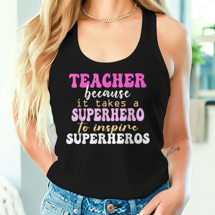 First Day School Superhero Inspire Super Heros Teacher Women Women Tank Top Gifts for Her