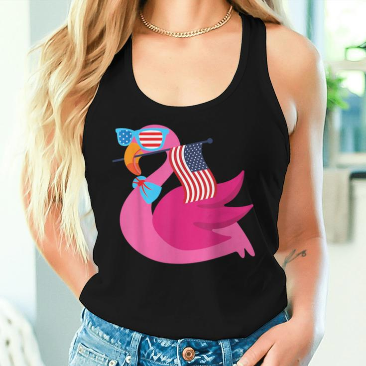 Flamingo Sunglasses Usa American Flag Cute 4Th Of July Women Tank Top Gifts for Her